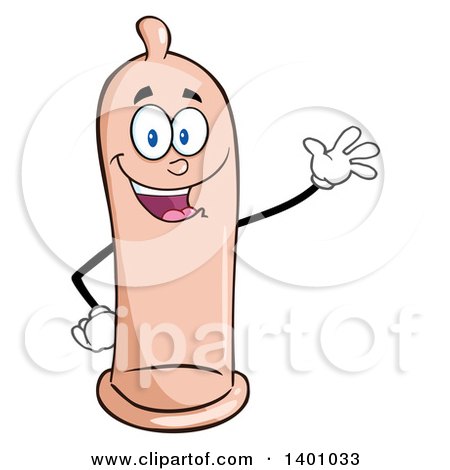 Clipart of a Cartoon Happy Condom Mascot Character Waving - Royalty Free Vector Illustration by Hit Toon