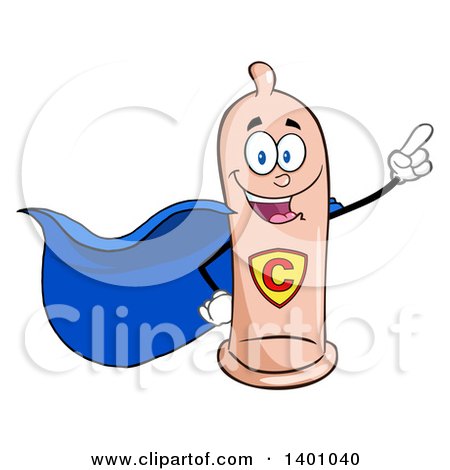 Clipart of a Cartoon Super Hero Condom Mascot Character - Royalty Free Vector Illustration by Hit Toon