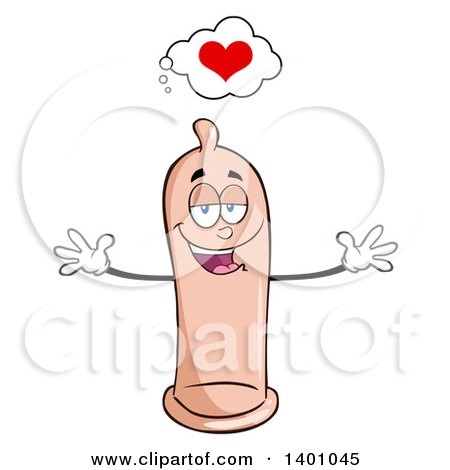 Clipart of a Cartoon Loving Condom Mascot Character with Open Arms - Royalty Free Vector Illustration by Hit Toon
