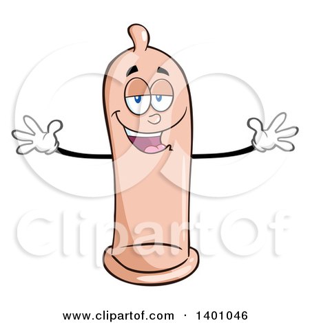 Clipart of a Cartoon Condom Mascot Character with Open Arms - Royalty Free Vector Illustration by Hit Toon