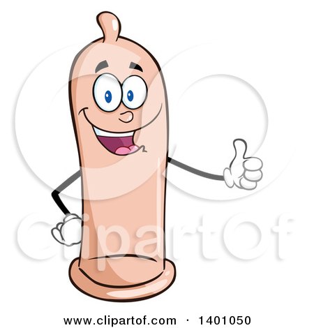 Clipart of a Cartoon Happy Condom Mascot Character Giving a Thumb up - Royalty Free Vector Illustration by Hit Toon