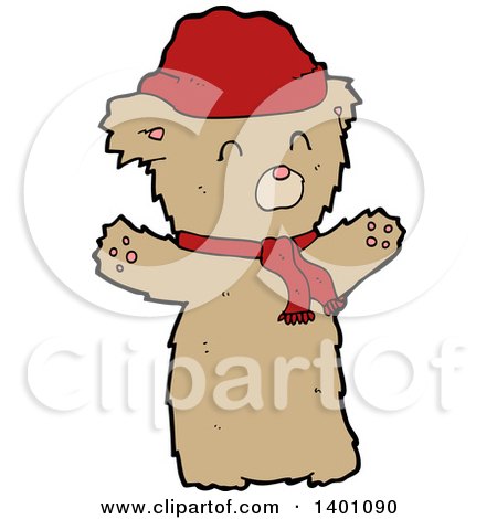 Clipart of a Cartoon Brown Bear - Royalty Free Vector Illustration by lineartestpilot