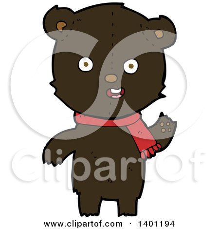 Clipart of a Cartoon Brown Teddy Bear Wearing a Scarf - Royalty Free Vector Illustration by lineartestpilot