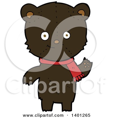Clipart of a Cartoon Brown Teddy Bear Wearing a Scarf - Royalty Free Vector Illustration by lineartestpilot