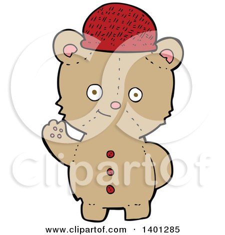 Clipart of a Cartoon Brown Teddy Bear Wearing a Winter Hat - Royalty Free Vector Illustration by lineartestpilot