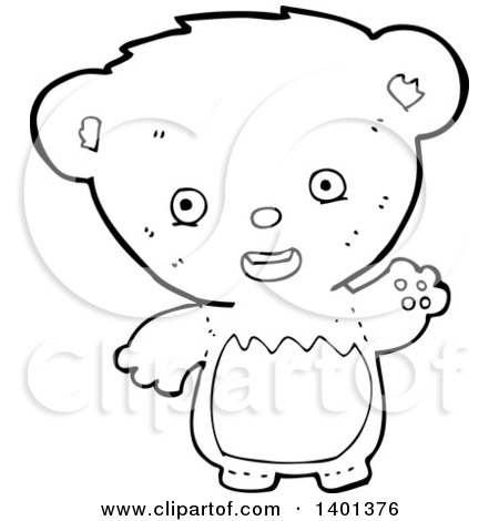 Clipart of a Cartoon Black and White Lineart Bear - Royalty Free Vector Illustration by lineartestpilot