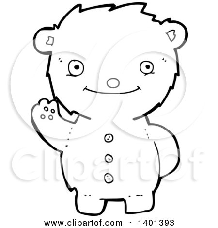 Clipart of a Cartoon Black and White Lineart Bear - Royalty Free Vector Illustration by lineartestpilot