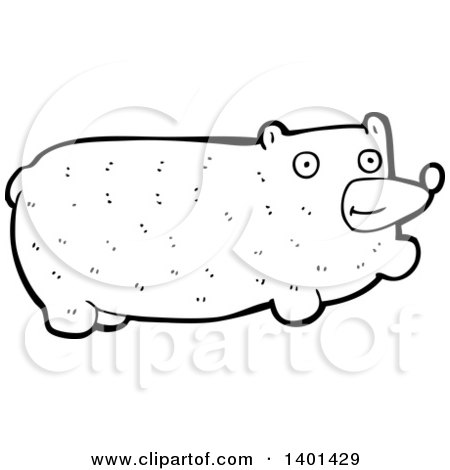 Clipart of a Cartoon Black and White Lineart Bear - Royalty Free Vector Illustration by lineartestpilot