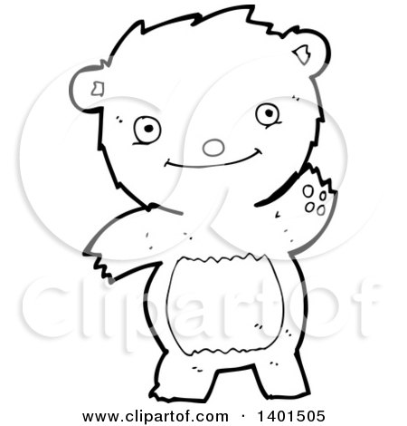 Clipart of a Cartoon Black and White Lineart Bear - Royalty Free Vector Illustration by lineartestpilot