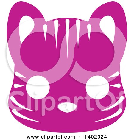 Clipart of a Cute Purple Tiger Animal Face Avatar or Icon - Royalty Free Vector Illustration by Pushkin