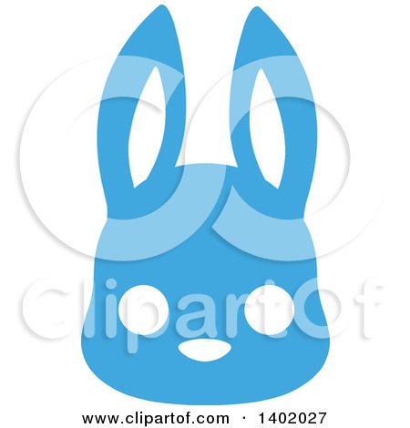 Clipart of a Cute Blue Bunny Rabbit Animal Face Avatar or Icon - Royalty Free Vector Illustration by Pushkin