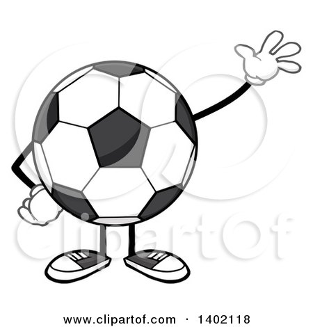 Clipart of a Cartoon Faceless Soccer Ball Mascot Character Waving - Royalty Free Vector Illustration by Hit Toon