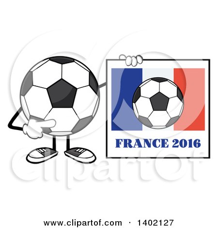Clipart of a Cartoon Faceless Soccer Ball Mascot Character Holding a France 2016 Sign - Royalty Free Vector Illustration by Hit Toon