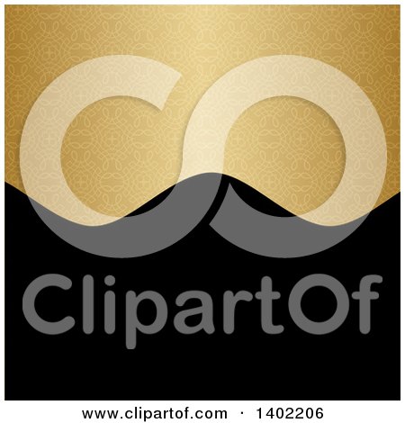 Clipart of a Background of Golden Ornate Pattern on Black - Royalty Free Vector Illustration by KJ Pargeter