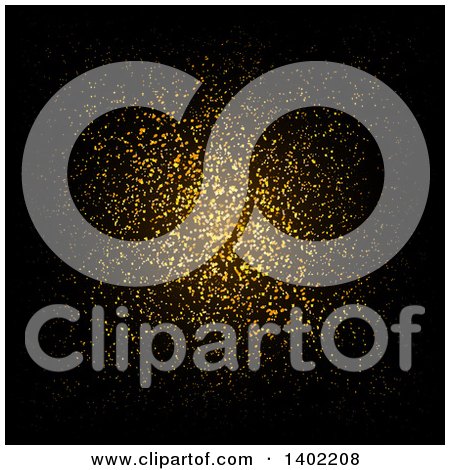 Clipart of a Background of Golden Glitter on Black - Royalty Free Vector Illustration by KJ Pargeter