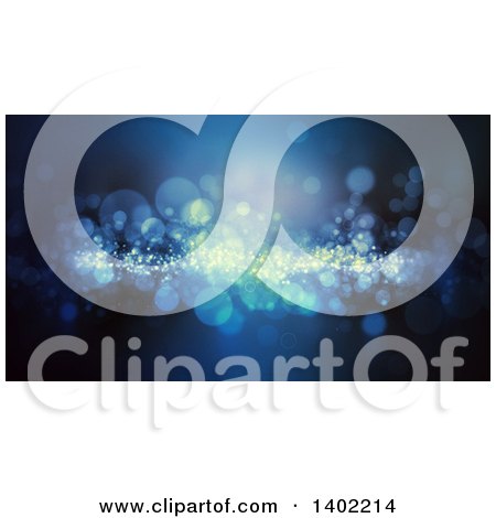 Clipart of a Blue Background with Sparkly Bokeh Flares - Royalty Free Illustration by KJ Pargeter