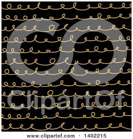Clipart of a Background of Golden Doodles on Black - Royalty Free Vector Illustration by KJ Pargeter