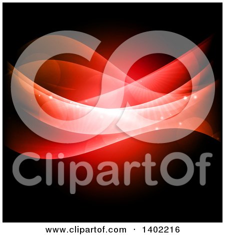 Clipart of a Background of Red Swooshes and Flares on Black - Royalty Free Vector Illustration by KJ Pargeter