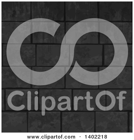 Clipart of a Background Texture of a Black Brick Wall - Royalty Free Vector Illustration by KJ Pargeter