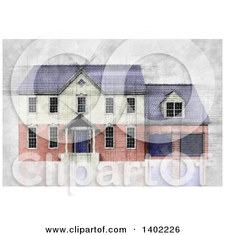 Clipart of a Sketched House - Royalty Free Illustration by KJ Pargeter