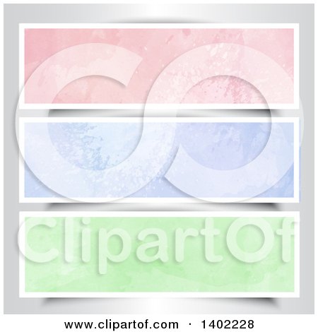 Clipart of Pastel Grunge Website Headers with White Borders on a Gray Background - Royalty Free Vector Illustration by KJ Pargeter