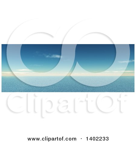 Clipart of a 3d Panoramic Blue Sky and Ocean Water Landscape - Royalty Free Illustration by KJ Pargeter