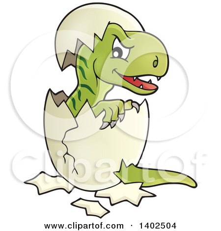 Clipart of a Hatching T Rex Dinosaur - Royalty Free Vector Illustration by visekart