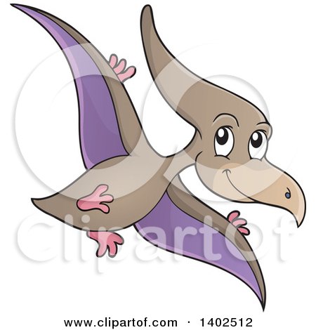 Clipart of a Flying Pterodactyl Dinosaur - Royalty Free Vector Illustration by visekart