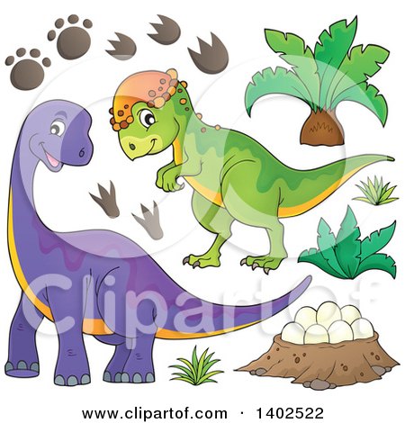 Clipart of Dinosaurs - Royalty Free Vector Illustration by visekart