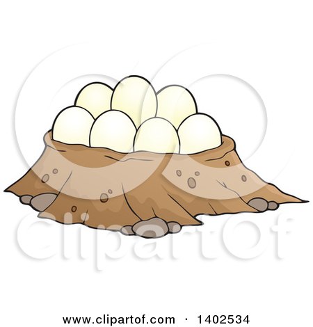 Clipart of a Dinosaur Nest with Eggs - Royalty Free Vector Illustration by visekart