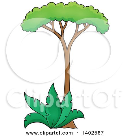 Clipart of a Prehistoric Tree and Plant - Royalty Free Vector Illustration by visekart