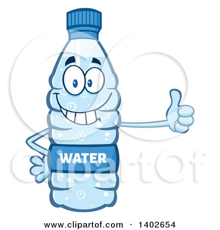 Clipart of a Cartoon Bottled Water Character Mascot Giving a Thumb up - Royalty Free Vector Illustration by Hit Toon