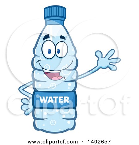 Clipart of a Cartoon Bottled Water Character Mascot Waving - Royalty Free Vector Illustration by Hit Toon