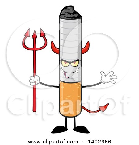 Clipart of a Cartoon Devil Cigarette Mascot Character - Royalty Free Vector Illustration by Hit Toon
