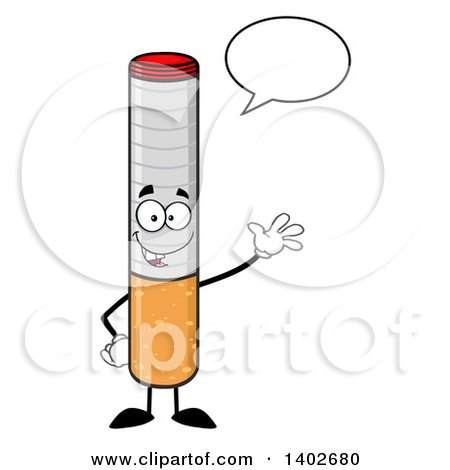 Clipart of a Cartoon Cigarette Mascot Character Talking and Waving - Royalty Free Vector Illustration by Hit Toon