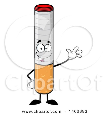 Clipart of a Cartoon Cigarette Mascot Character Waving - Royalty Free Vector Illustration by Hit Toon