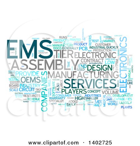 Clipart of an EMS Tag Word Collage on White - Royalty Free Illustration by MacX