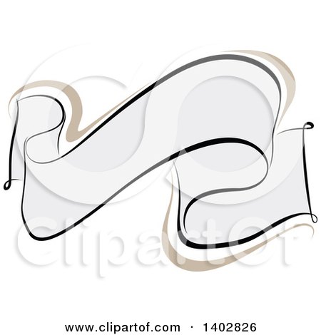 Clipart of a Blank Calligraphic Ribbon Banner Design Element - Royalty Free Vector Illustration by dero