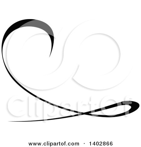 Clipart of a Black and White Swirl Calligraphic Design Element - Royalty Free Vector Illustration by dero