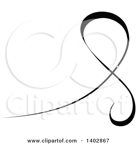 Clipart of a Black and White Swirl Calligraphic Design Element - Royalty Free Vector Illustration by dero