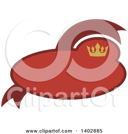 Clipart of a Red Oval and Banner Retail Label Design Element with a Crown - Royalty Free Vector Illustration by dero