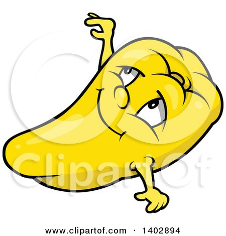 Clipart of a Cartoon Yellow Bell Pepper Character - Royalty Free Vector Illustration by dero