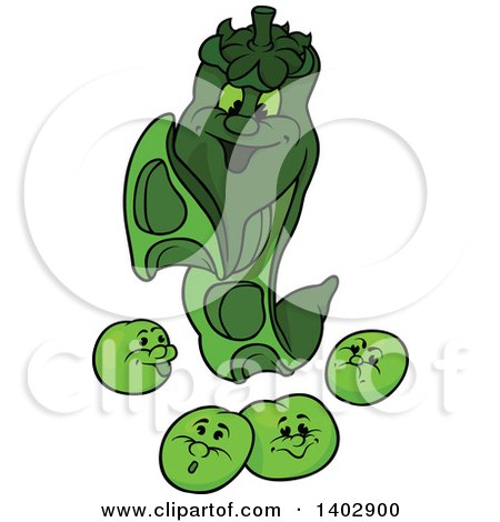 Clipart of a Cartoon Pea Family - Royalty Free Vector Illustration by dero