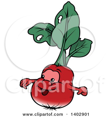 Clipart of a Cartoon Happy Radish Character - Royalty Free Vector Illustration by dero