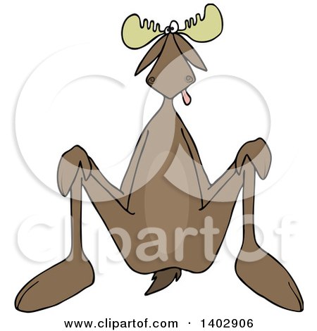 Clipart of a Cartoon Moose Sitting on His Butt - Royalty Free Vector Illustration by djart
