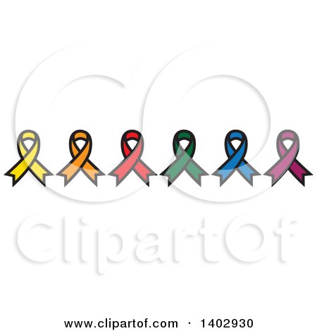 Clipart of a Border of Colorful Awareness Ribbons - Royalty Free Vector Illustration by ColorMagic