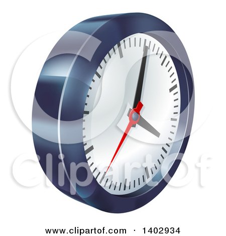 Clipart of a 3d Metallic Wall Clock - Royalty Free Vector Illustration by AtStockIllustration