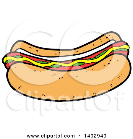Cartoon Clipart of a Hot Dog - Royalty Free Vector Illustration by LaffToon