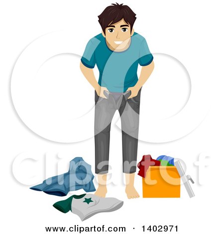 Clipart of a Teenage Guy Growing out of His Clothes - Royalty Free Vector Illustration by BNP Design Studio