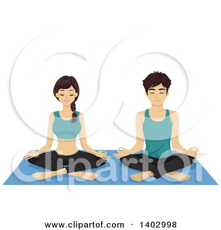 Clipart of a Relaxed Couple Doing Yoga - Royalty Free Vector Illustration by BNP Design Studio